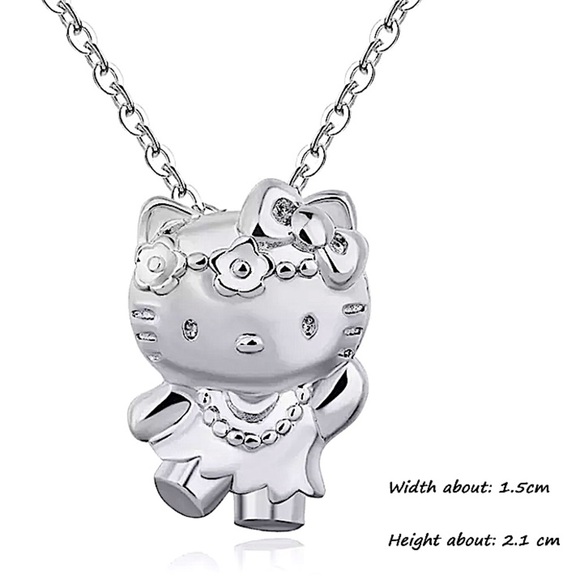 Hello Kitty Sterling Silver Full Body Figure Charm Pendant Necklace - Picture 6 of 7